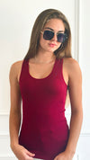 Ribbed Seamless Racerback Top - Burgundy-100 Sleeveless Tops-Love Poem-Coastal Bloom Boutique, find the trendiest versions of the popular styles and looks Located in Indialantic, FL