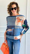 Carousel Dreams Italian St Tropez Knit- Royal Blue-140 Sweaters-SORPRESA-Coastal Bloom Boutique, find the trendiest versions of the popular styles and looks Located in Indialantic, FL