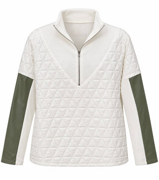 Sierra Quilted Half-Zip Pullover - White