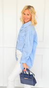 Line Up Relaxed Italian Tunic- Sky Blue-110 Long Sleeve Tops-SEE YOU IN ROME-Coastal Bloom Boutique, find the trendiest versions of the popular styles and looks Located in Indialantic, FL