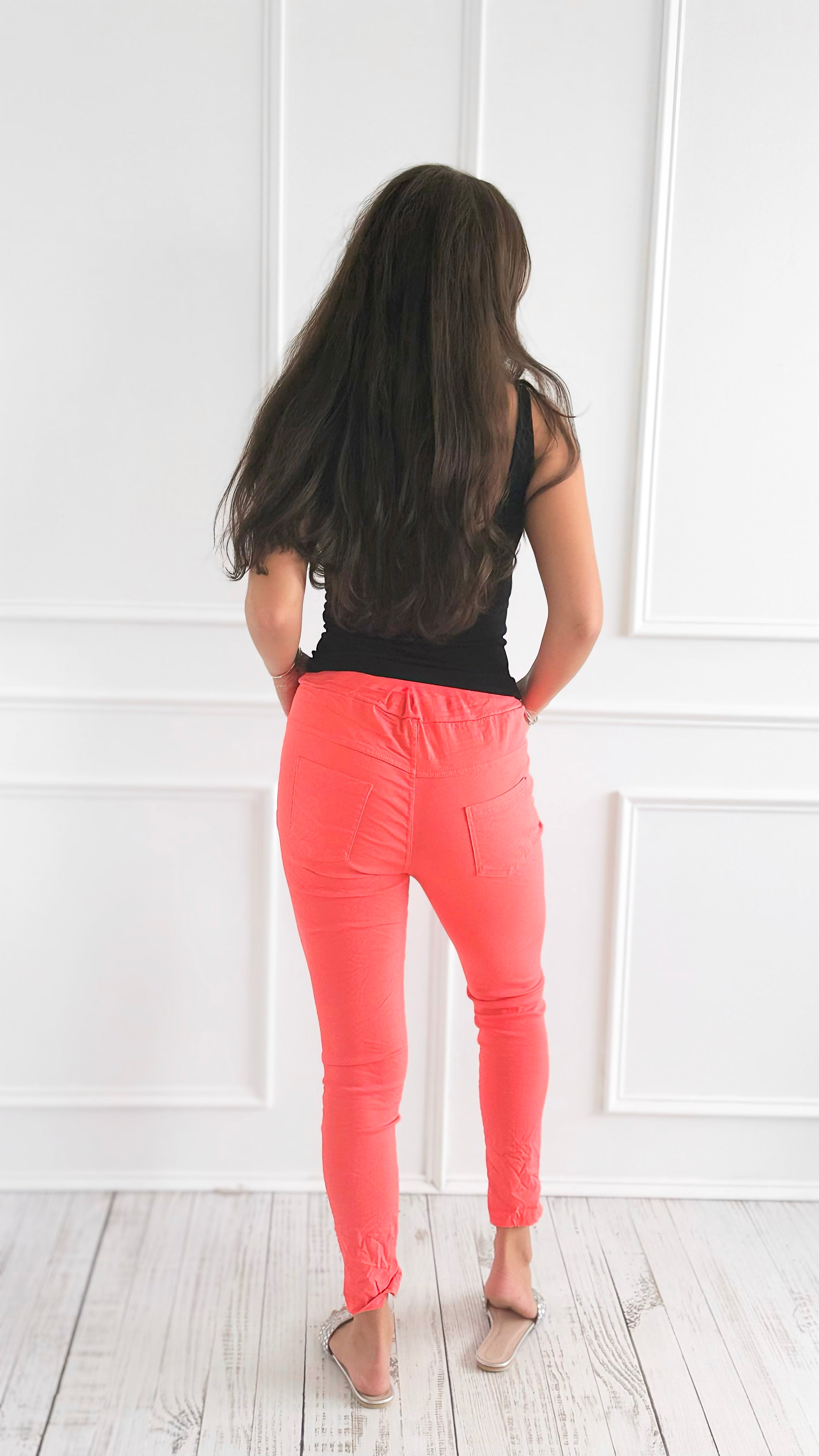 Love Endures Italian Jogger - Coral-180 Joggers-Italianissimo/ SUNNY HOLIDAYS-Coastal Bloom Boutique, find the trendiest versions of the popular styles and looks Located in Indialantic, FL
