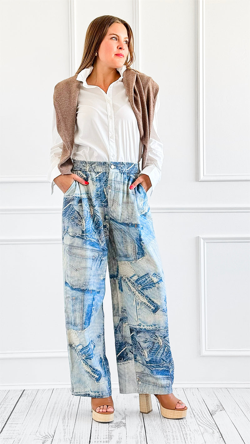 Patchwork Denim Jogger Pants-170 Bottoms-litaga-Coastal Bloom Boutique, find the trendiest versions of the popular styles and looks Located in Indialantic, FL