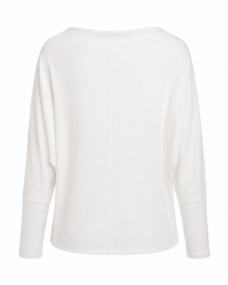 Ruched Sleeve Boat Neck Dolman Top - Ivory