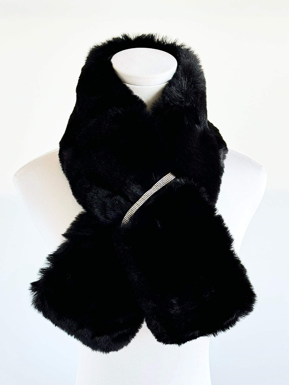 Faux Fur Bling Pull Through Scarf - Black-260 Other Accessories-NYW-Coastal Bloom Boutique, find the trendiest versions of the popular styles and looks Located in Indialantic, FL