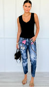 Denim Charmer Printed Jeans-Horses & Puzzles-100 Pants-DIPINTO DI BLU-Coastal Bloom Boutique, find the trendiest versions of the popular styles and looks Located in Indialantic, FL