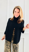 Chic Split Italian Sweater- Black-140 Sweaters-Italianissimo-Coastal Bloom Boutique, find the trendiest versions of the popular styles and looks Located in Indialantic, FL