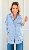 Starlit Stripes Button-Down Top-130 Long Sleeve Tops-Vine & Love-Coastal Bloom Boutique, find the trendiest versions of the popular styles and looks Located in Indialantic, FL