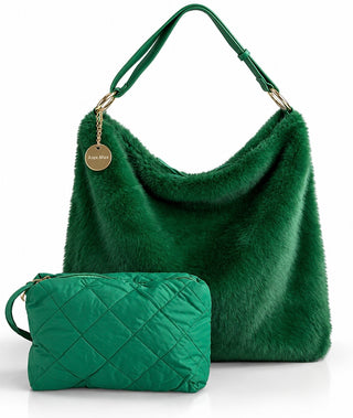 Soft Luxe Italian Fur Tote - Green