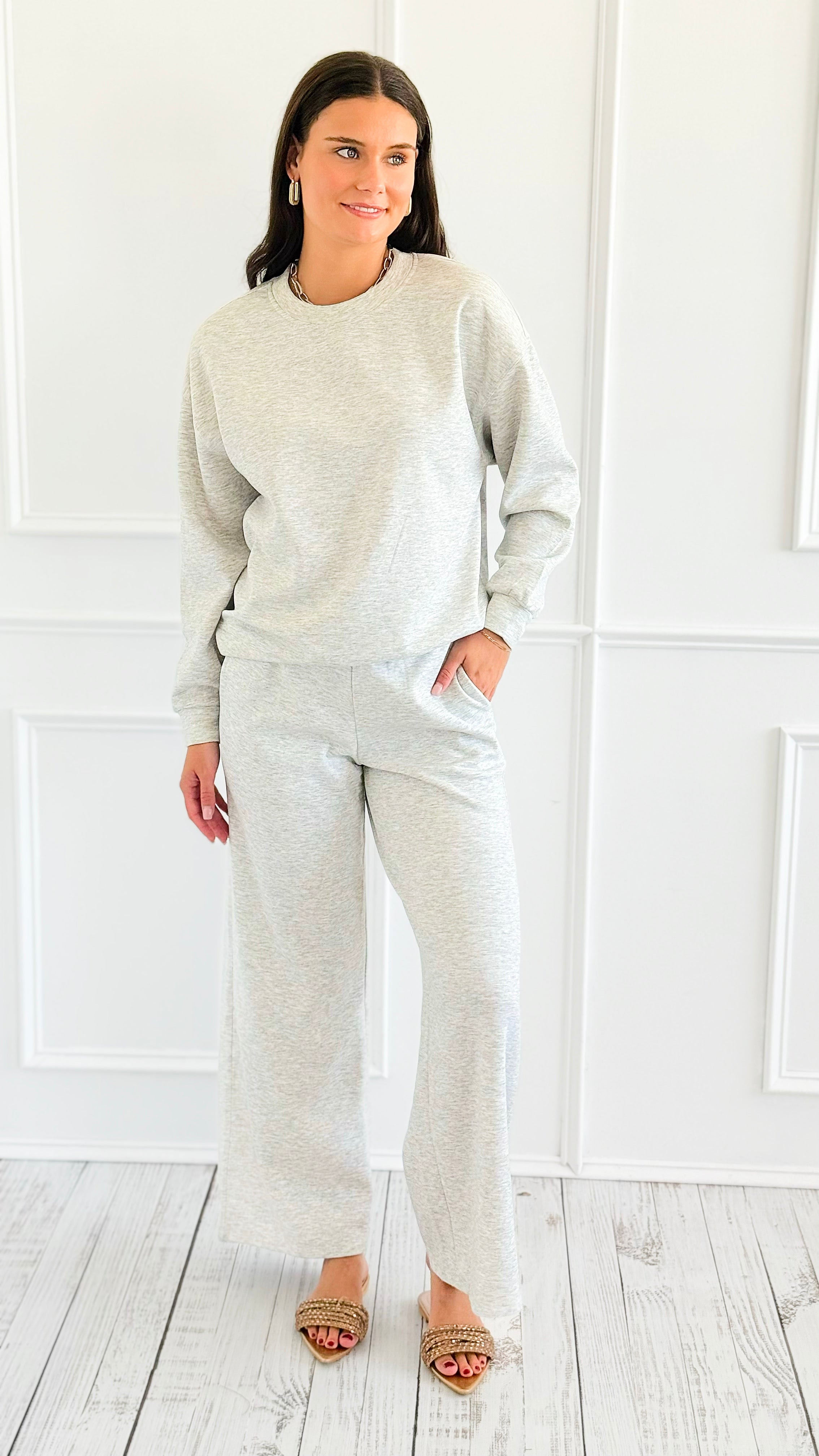 Weekend Lounge Scuba Pant Set - H. Grey-210 Loungewear/Sets-Zenana-Coastal Bloom Boutique, find the trendiest versions of the popular styles and looks Located in Indialantic, FL