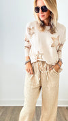 Natural Textured Woven Pants-170 Bottoms-EASEL-Coastal Bloom Boutique, find the trendiest versions of the popular styles and looks Located in Indialantic, FL