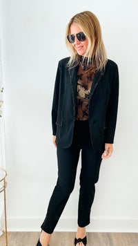 Rhinestone Trim Joan Blazer-160 Jackets-Joh Apparel-Coastal Bloom Boutique, find the trendiest versions of the popular styles and looks Located in Indialantic, FL