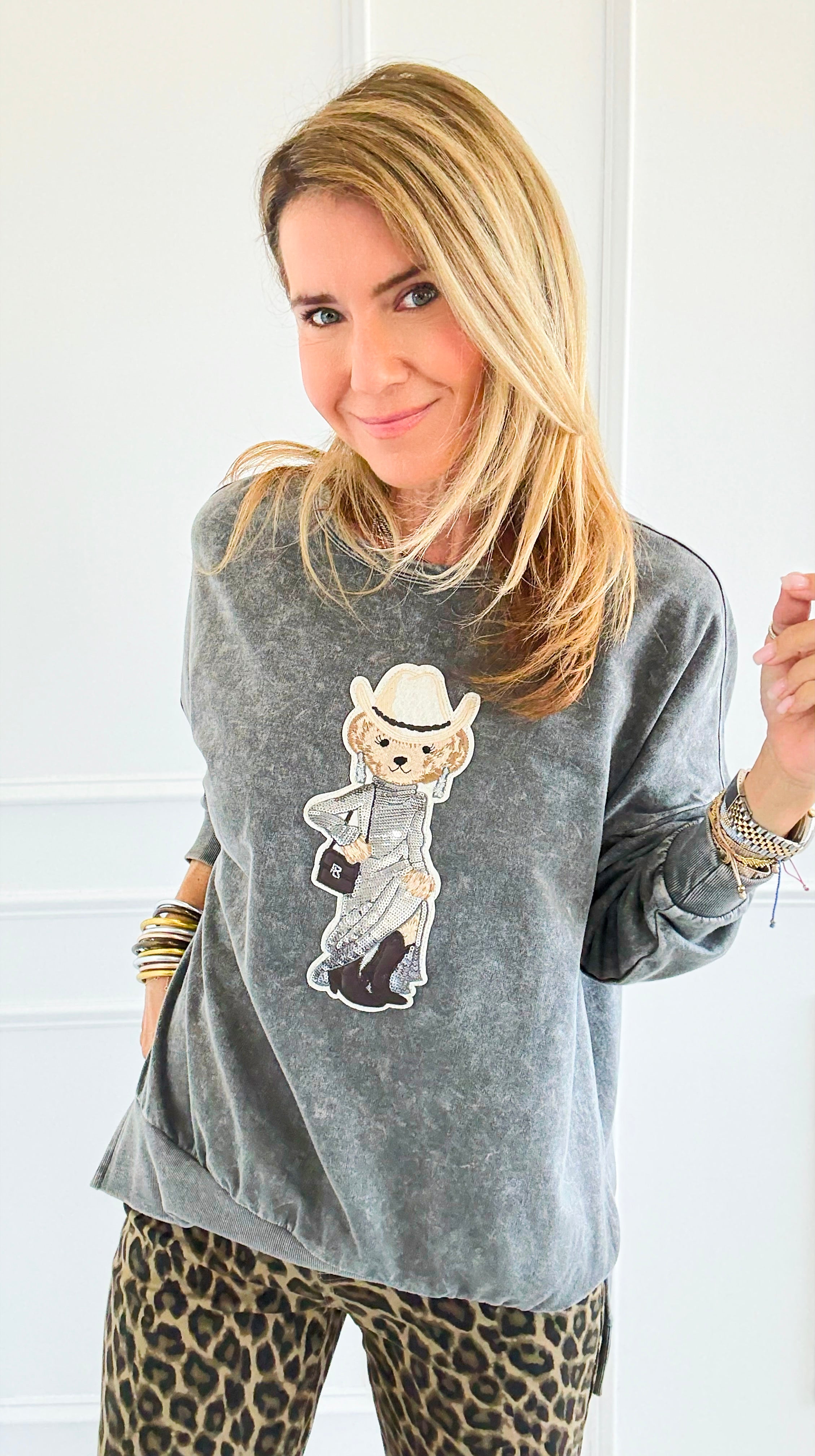 CB Custom - Rodeo Runway Sweatshirt-130 Long Sleeve Tops-Blu Pepper / Holly-Coastal Bloom Boutique, find the trendiest versions of the popular styles and looks Located in Indialantic, FL