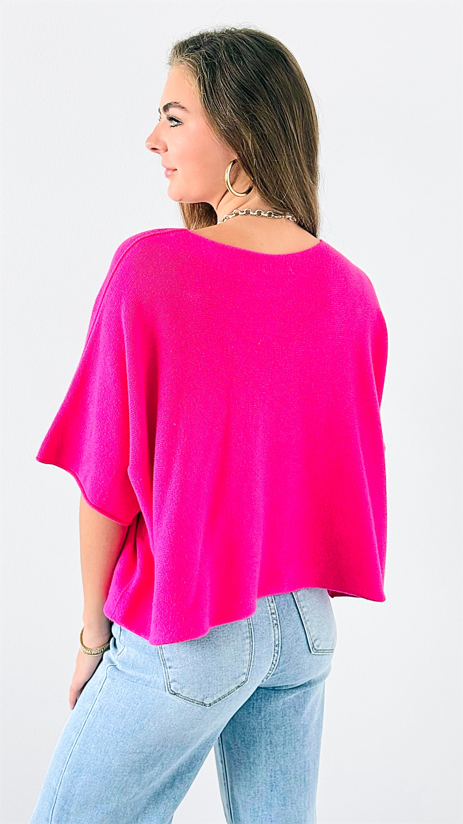 Winter in Amalfi Italian Top - Hot Pink-140 Sweaters-Italianissimo-Coastal Bloom Boutique, find the trendiest versions of the popular styles and looks Located in Indialantic, FL