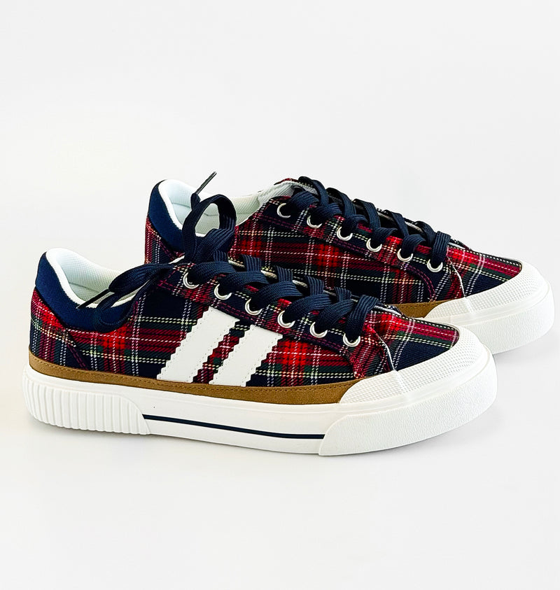 That’s Her Plaid Platform Sneaker - Navy-250 Shoes-Corkys-Coastal Bloom Boutique, find the trendiest versions of the popular styles and looks Located in Indialantic, FL