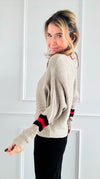 Contrast Striped Detail Knit Pullover-150 Cardigans/Layers-Chasing Bandits-Coastal Bloom Boutique, find the trendiest versions of the popular styles and looks Located in Indialantic, FL