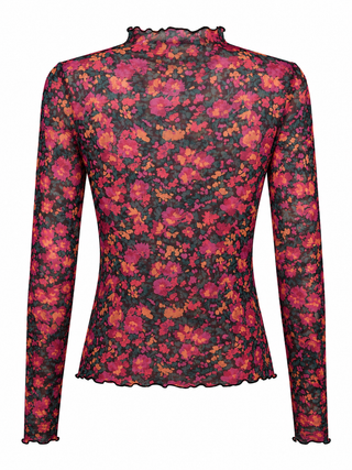 Slim Fit Floral Print Mesh Top