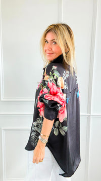 Nocturne Rose Italian Button Top