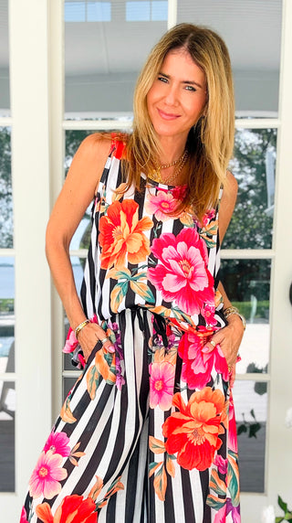 Midnight Bouquet Sleeveless Italian Tank