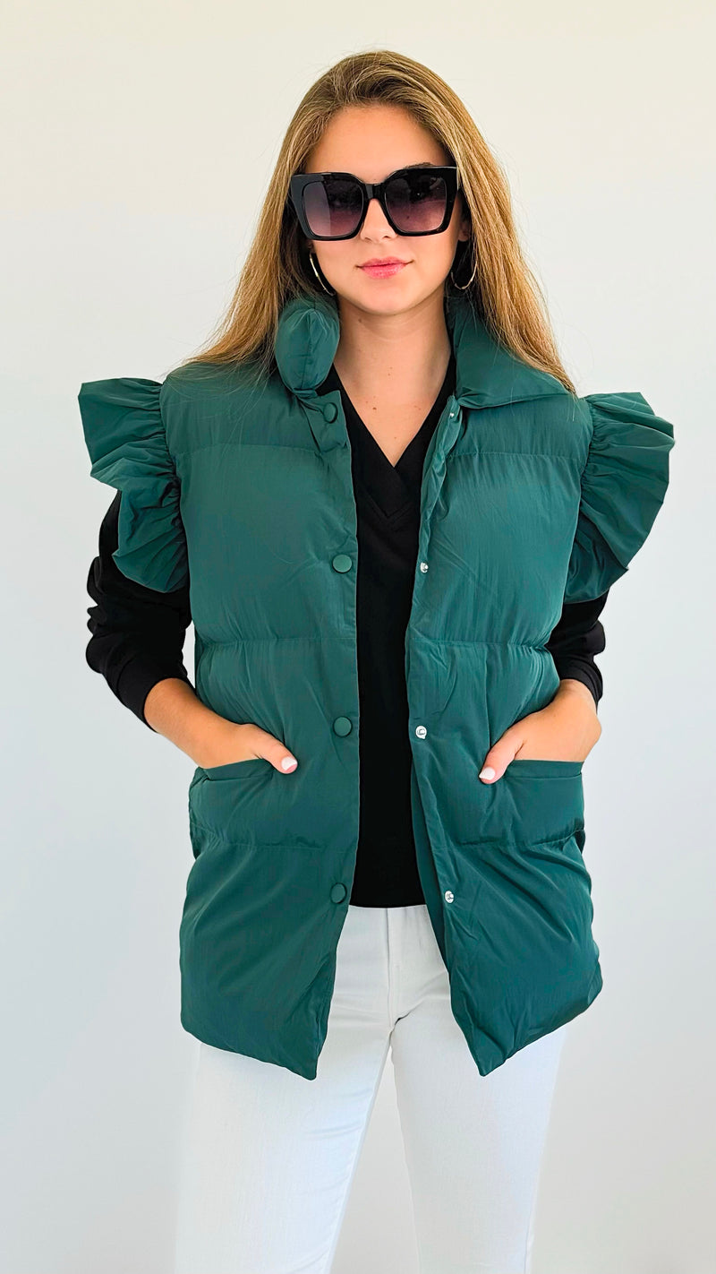 Ruffled Sleeve Puff Vest-100 Sleeveless Tops-BucketList-Coastal Bloom Boutique, find the trendiest versions of the popular styles and looks Located in Indialantic, FL