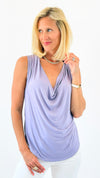 Draped Cowl Neck Top - Lilac-100 Sleeveless Tops-Ariella-Coastal Bloom Boutique, find the trendiest versions of the popular styles and looks Located in Indialantic, FL