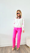 Frayed Hem Bootcut Pants - Hot Pink-170 Bottoms-Zenana-Coastal Bloom Boutique, find the trendiest versions of the popular styles and looks Located in Indialantic, FL