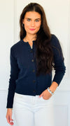 Crimson Gallop Cable Cardigan-Navy-150 Cardigan Layers-Blu Pepper-Coastal Bloom Boutique, find the trendiest versions of the popular styles and looks Located in Indialantic, FL