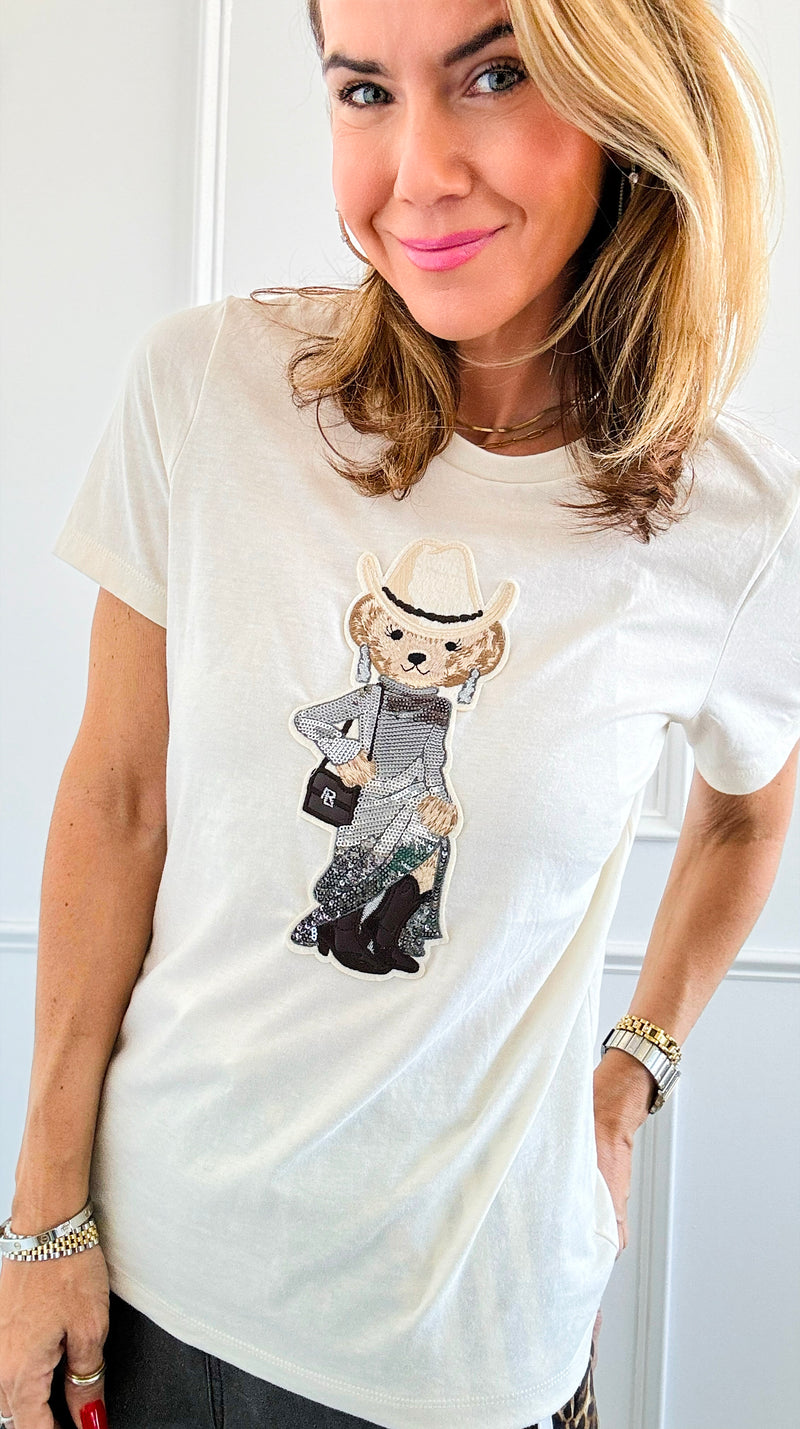 Custom CB Cowbear Chic T-Shirt-110 Short Sleeve Tops-Holly-Coastal Bloom Boutique, find the trendiest versions of the popular styles and looks Located in Indialantic, FL