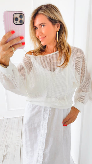 Mesh Pullover Top - Ivory