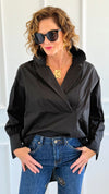Bacall Italian Long Sleeve Top- Black-110 Long Sleeve Tops-TATTOO Z-Coastal Bloom Boutique, find the trendiest versions of the popular styles and looks Located in Indialantic, FL