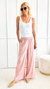 Linen Blend Wide Leg Pant - Mauve-170 Bottoms-HYFVE-Coastal Bloom Boutique, find the trendiest versions of the popular styles and looks Located in Indialantic, FL