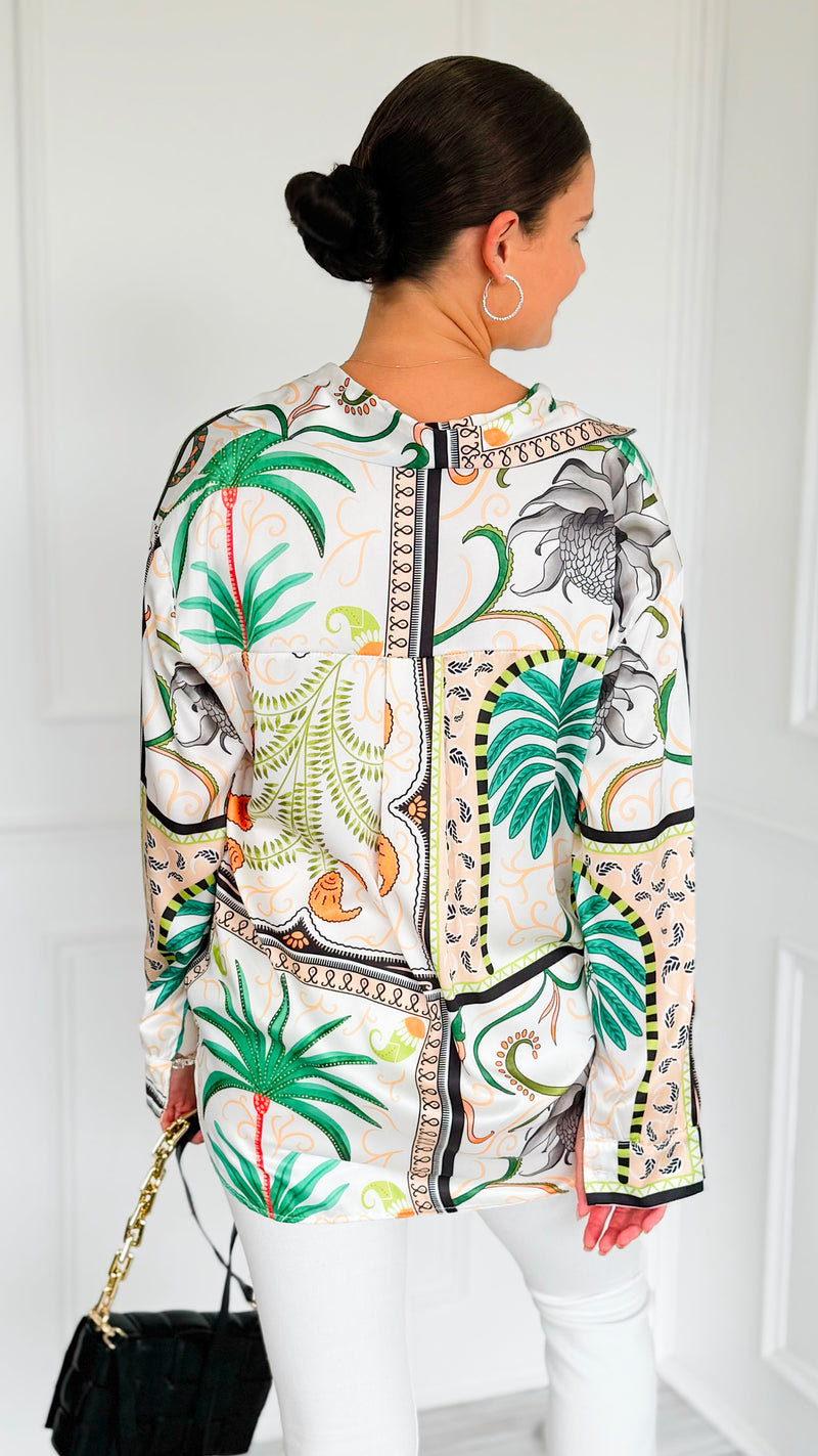 Tropical Vibes Italian Blouse-110 Long Sleeve Tops-SORPRESA-Coastal Bloom Boutique, find the trendiest versions of the popular styles and looks Located in Indialantic, FL