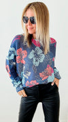 Italian St Tropez Hibiscus Sweater-140 Sweaters-Germany-Coastal Bloom Boutique, find the trendiest versions of the popular styles and looks Located in Indialantic, FL