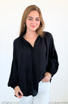 Savannah Breeze Peasant Blouse - Black-130 Long Sleeve Tops-ROUSSEAU-Coastal Bloom Boutique, find the trendiest versions of the popular styles and looks Located in Indialantic, FL