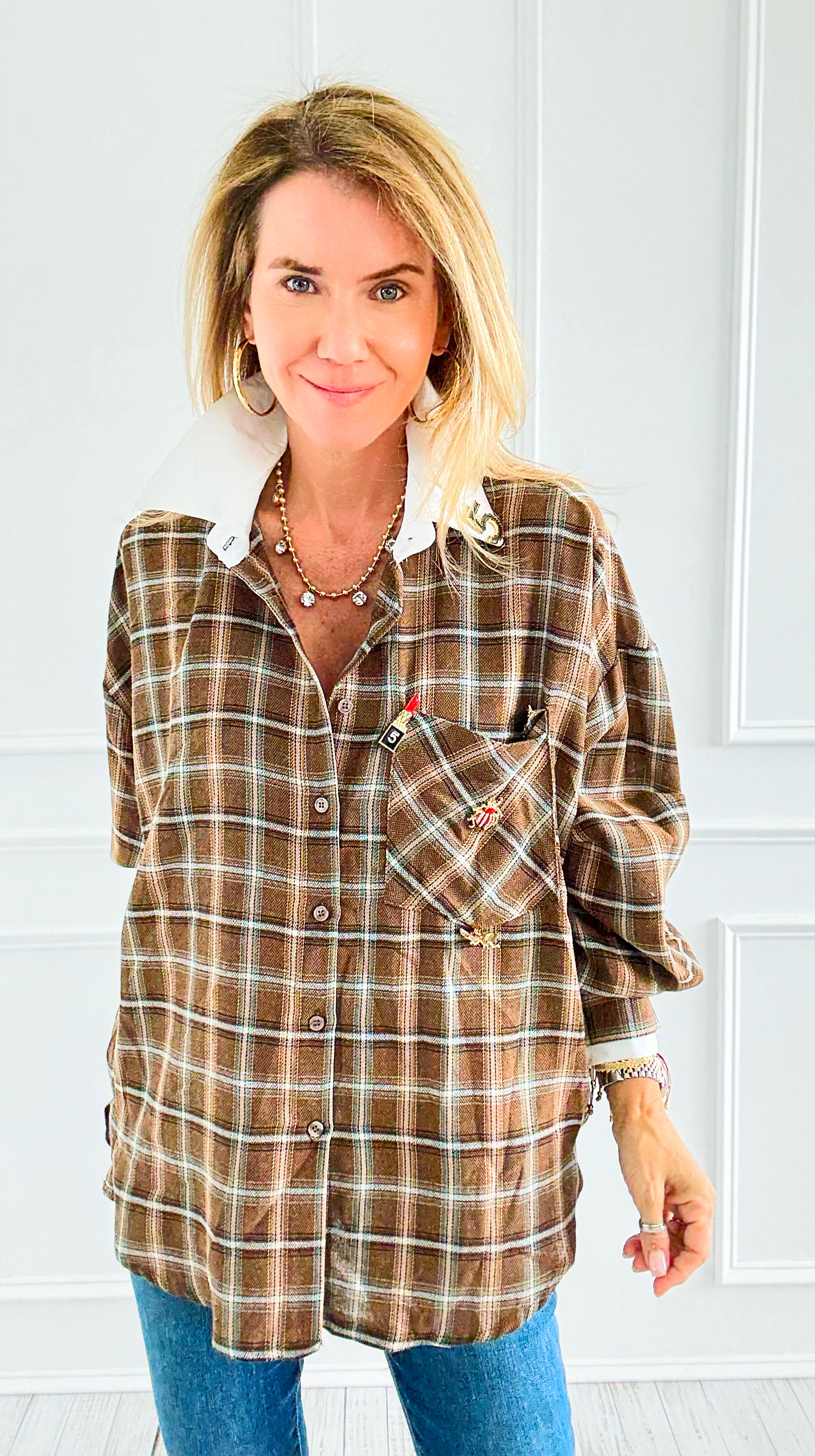 Bee Chic Italian Blouse-110 Long Sleeve Tops-TATTOO Z-Coastal Bloom Boutique, find the trendiest versions of the popular styles and looks Located in Indialantic, FL