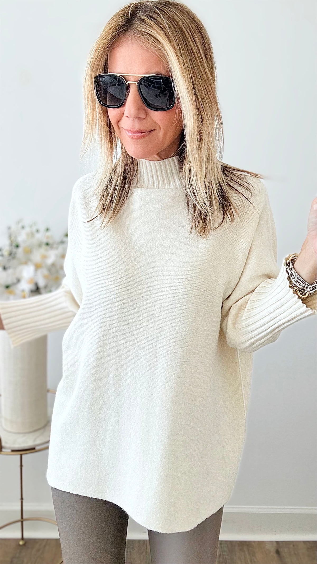 Break Free Long Italian Sweater - Ivory-140 Sweaters-Germany-Coastal Bloom Boutique, find the trendiest versions of the popular styles and looks Located in Indialantic, FL