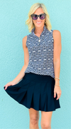 Cascading Pleats Mini Skort - Black-170 Bottoms-ARYEH-Coastal Bloom Boutique, find the trendiest versions of the popular styles and looks Located in Indialantic, FL