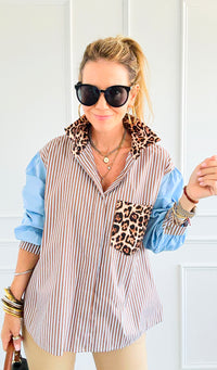 Bold Moves Mixed Italian Shirt-110 Long Sleeve Tops-SEÑORITA C-Coastal Bloom Boutique, find the trendiest versions of the popular styles and looks Located in Indialantic, FL