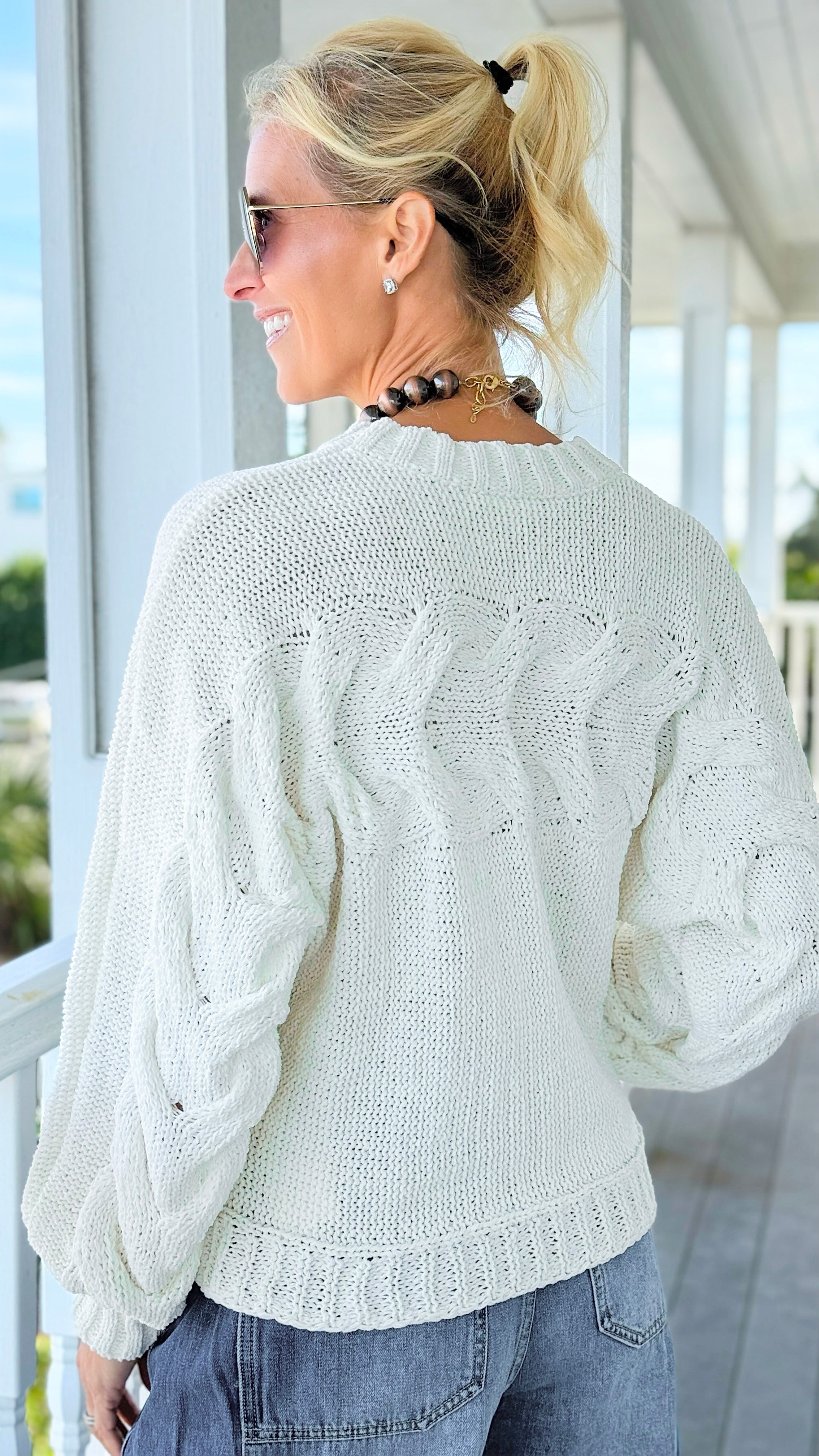 Nordic Breeze Cable Knit Sweater-140 Sweaters-mystree-Coastal Bloom Boutique, find the trendiest versions of the popular styles and looks Located in Indialantic, FL