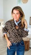 Rebel Ruffled Leopard & Stripe Italian Shirt-110 Long Sleeve Tops-TATTOO Z-Coastal Bloom Boutique, find the trendiest versions of the popular styles and looks Located in Indialantic, FL