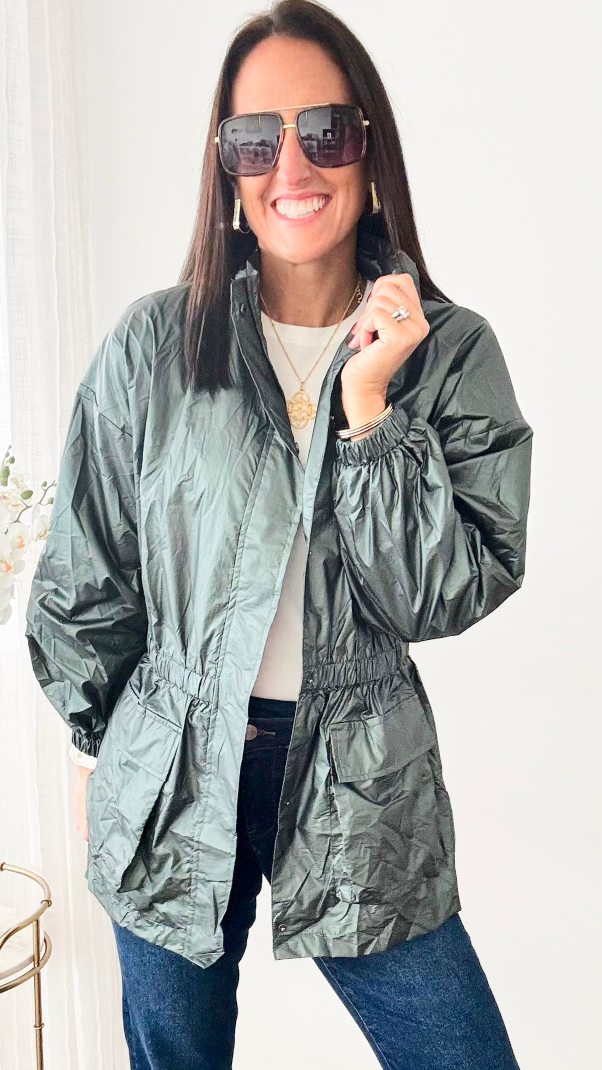 Metallic Lightweight Jacket-160 Jackets-GIGIO-Coastal Bloom Boutique, find the trendiest versions of the popular styles and looks Located in Indialantic, FL