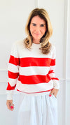 Chic Stripe Knit Sweater-130 Long Sleeve Set-Lovelo x GeeGee-Coastal Bloom Boutique, find the trendiest versions of the popular styles and looks Located in Indialantic, FL