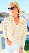 Checker Rush Puffer Vest - Khaki-160 Jackets-Blu Pepper-Coastal Bloom Boutique, find the trendiest versions of the popular styles and looks Located in Indialantic, FL