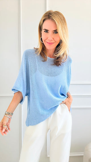 Amalfi Coast Italian Knit Pullover - Sky Blue-140 Sweaters-Italianissimo-Coastal Bloom Boutique, find the trendiest versions of the popular styles and looks Located in Indialantic, FL