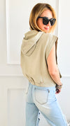 Hooded Sleeveless Sweatshirt-110 Short Sleeve Tops-BucketList-Coastal Bloom Boutique, find the trendiest versions of the popular styles and looks Located in Indialantic, FL