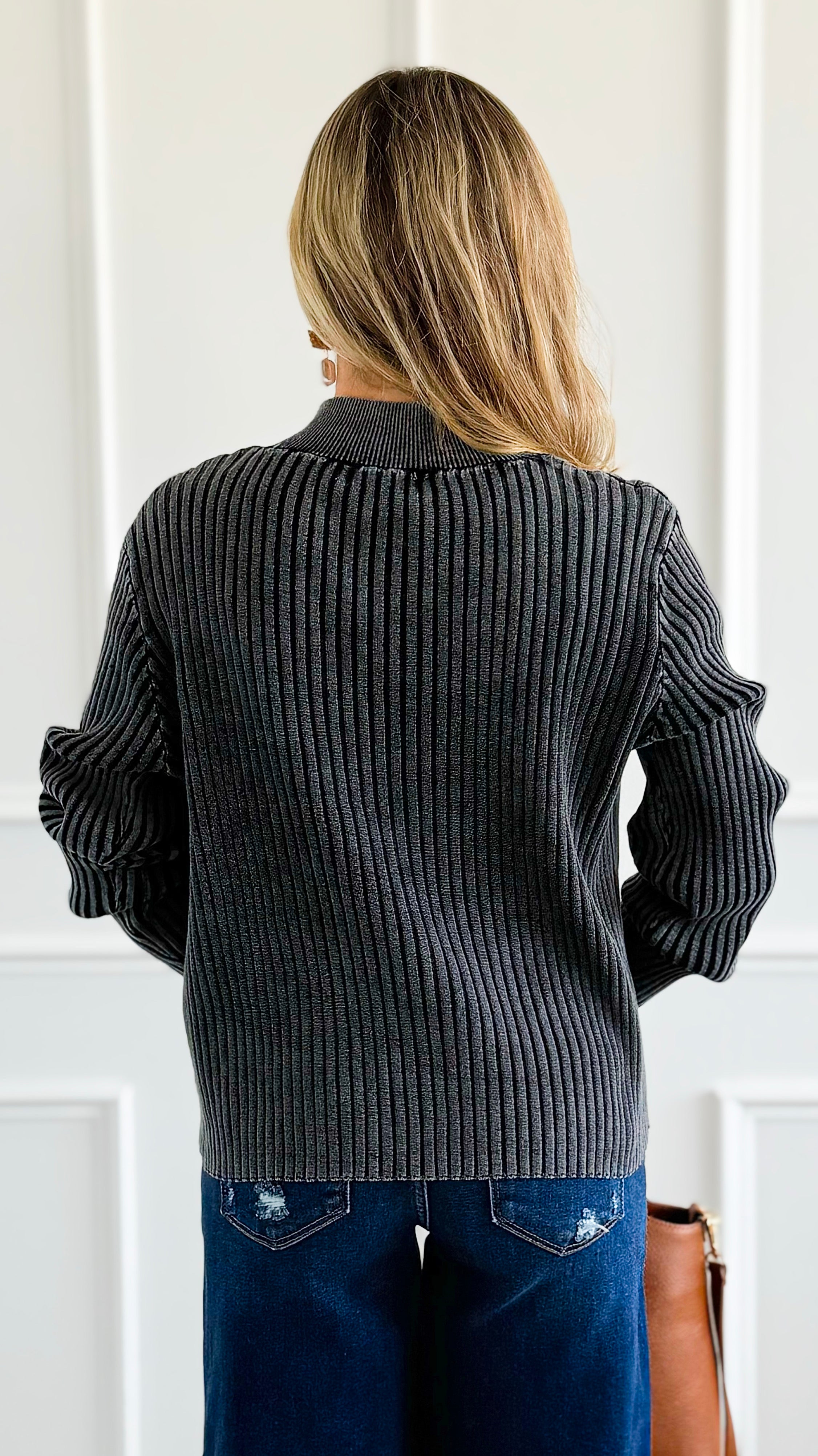 City Lines Ribbed Zip Cardigan - Black-150 Cardigans/Layers-Zenana-Coastal Bloom Boutique, find the trendiest versions of the popular styles and looks Located in Indialantic, FL