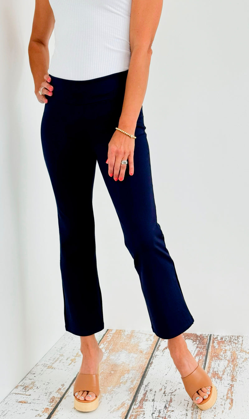 Cropped Capri Flair Pant - Navy-170 Bottoms-Chatoyant-Coastal Bloom Boutique, find the trendiest versions of the popular styles and looks Located in Indialantic, FL