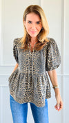 Leopard Babydoll Top-110 Short Sleeve Tops-Coastal Bloom-Coastal Bloom Boutique, find the trendiest versions of the popular styles and looks Located in Indialantic, FL