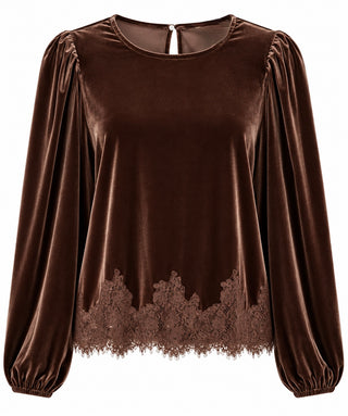 Velvet Lace Top - Brown