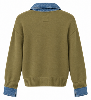Collared Mixed Media Sweater