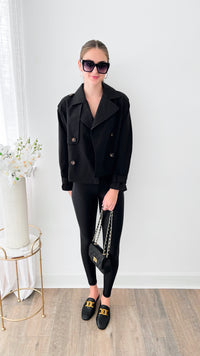 London Girl Cropped Trench Jacket - Black-LOVE TREE-Coastal Bloom Boutique, find the trendiest versions of the popular styles and looks Located in Indialantic, FL